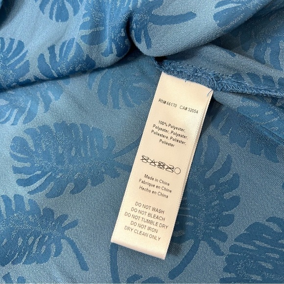 Anthropologie Palm Beach Blouse Current Air Small NWT Blue Leaf Long Sleeve - Picture 16 of 16